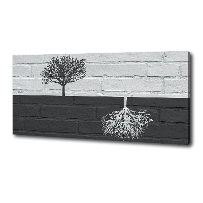 Canvas foto Bomen op de muur