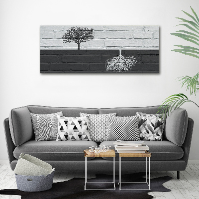Canvas foto Bomen op de muur