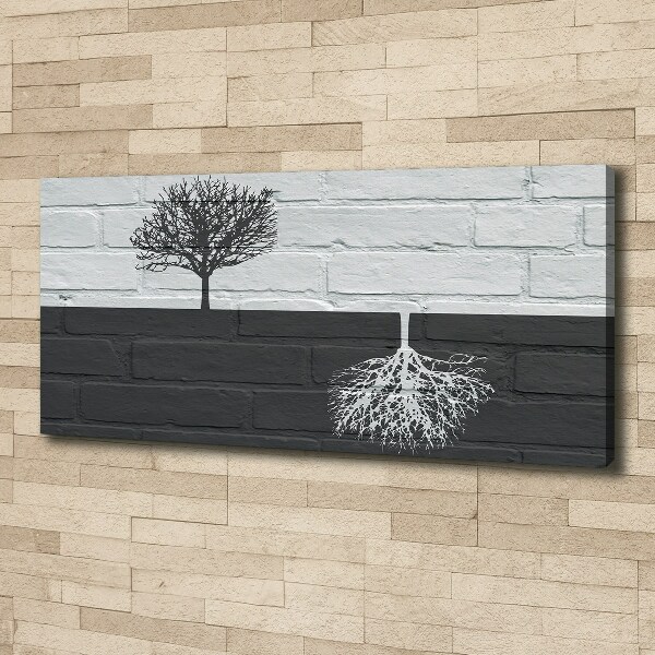 Canvas foto Bomen op de muur