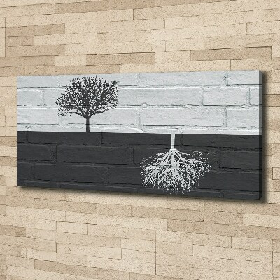 Canvas foto Bomen op de muur