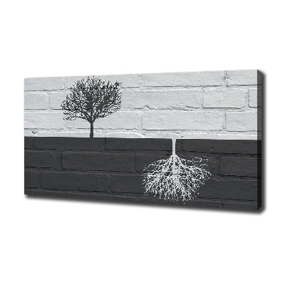 Canvas foto Bomen op de muur