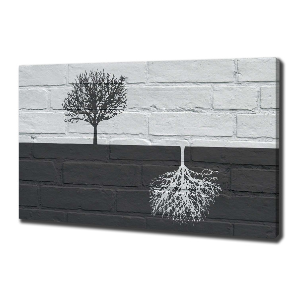 Canvas foto Bomen op de muur