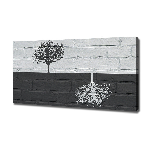 Canvas foto Bomen op de muur