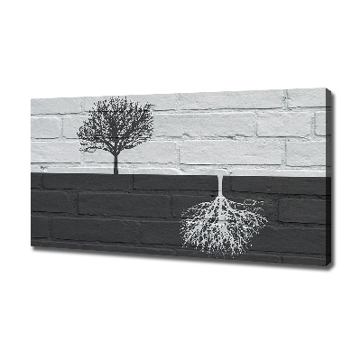 Canvas foto Bomen op de muur