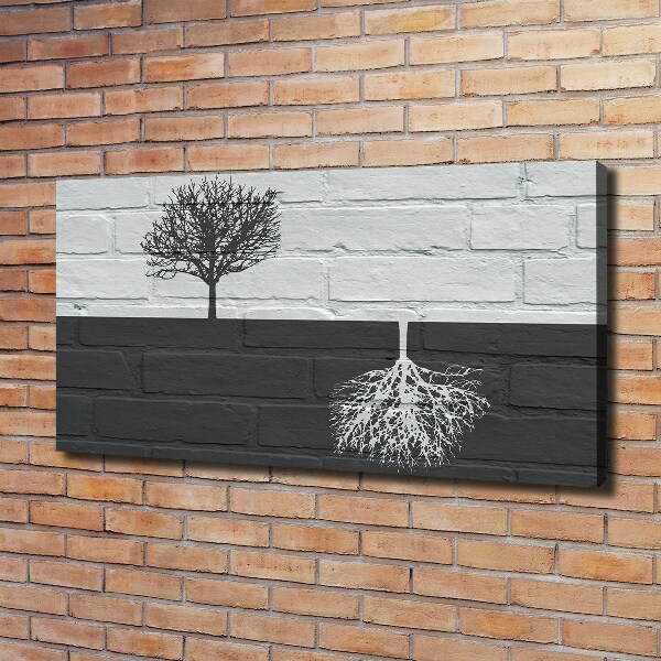 Canvas foto Bomen op de muur