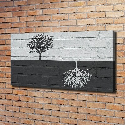 Canvas foto Bomen op de muur