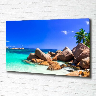 Foto canvas Strand op de Seychellen