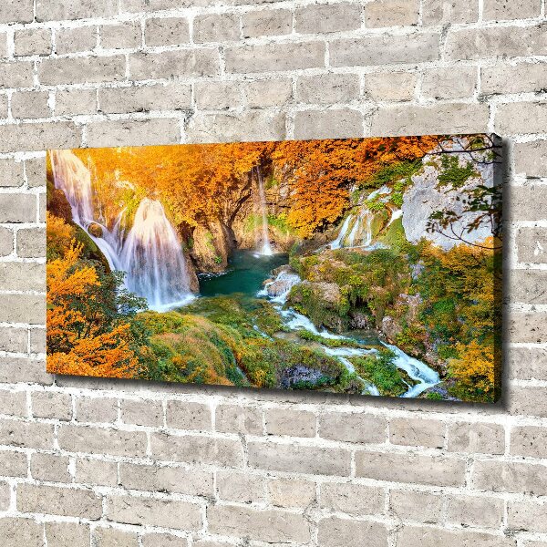 Foto op canvas Waterval in de herfst