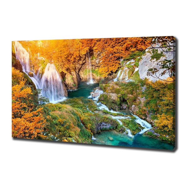 Foto op canvas Waterval in de herfst