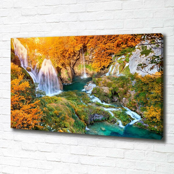 Foto op canvas Waterval in de herfst