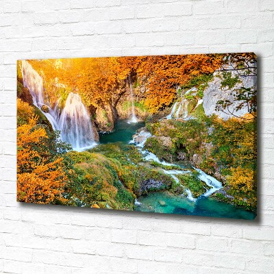 Foto op canvas Waterval in de herfst