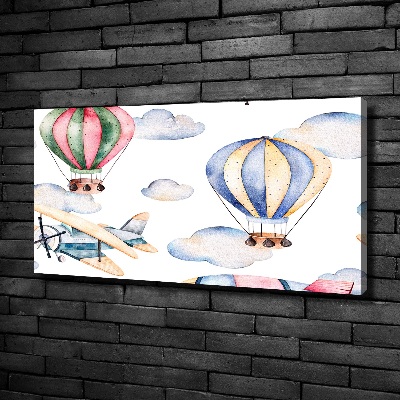 Schilderij op canvas Vliegtuigen en ballonnen