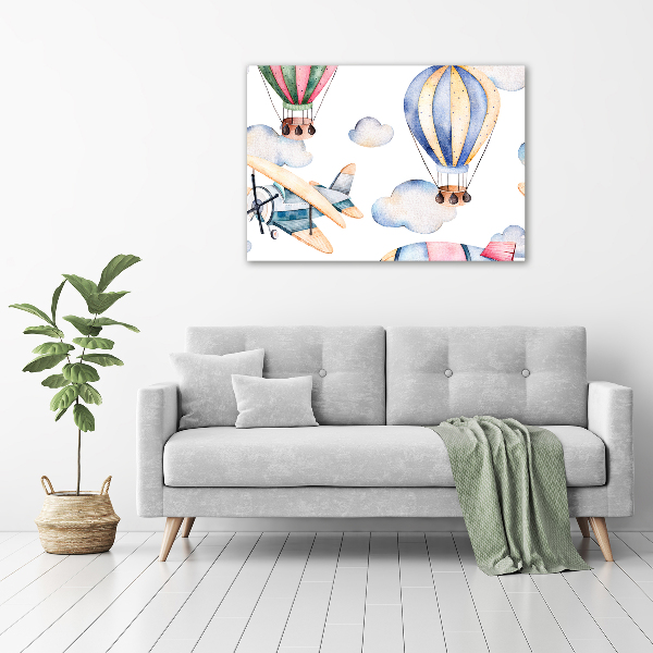 Schilderij op canvas Vliegtuigen en ballonnen
