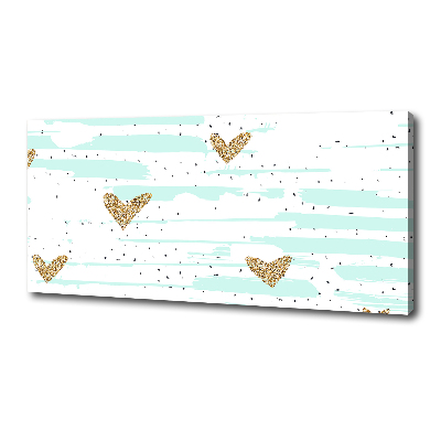 Canvas foto Achtergrond met gouden hartjes