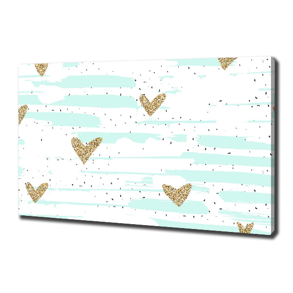 Canvas foto Achtergrond met gouden hartjes