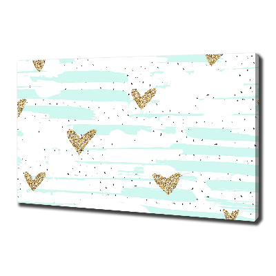 Canvas foto Achtergrond met gouden hartjes