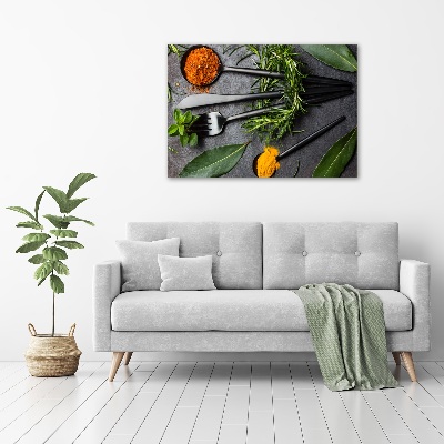 Canvas foto Bestek en specerijen