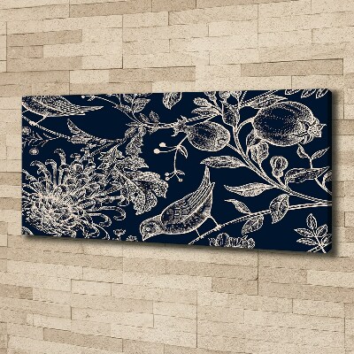 Canvas foto Bloemen en vogels