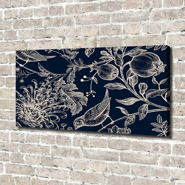 Canvas foto Bloemen en vogels