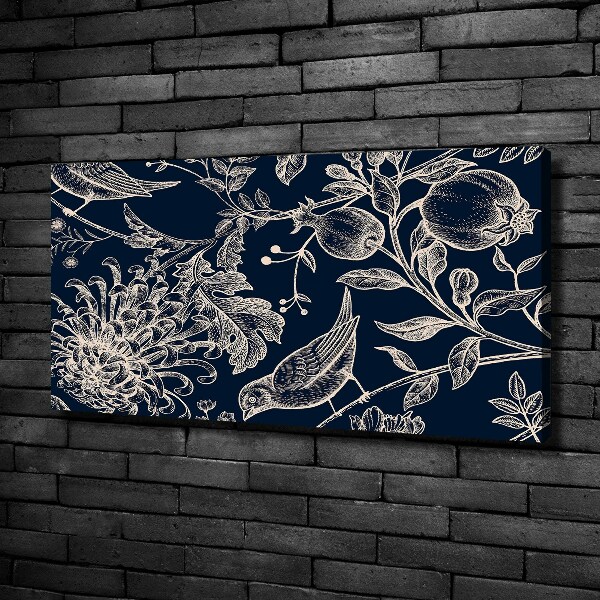 Canvas foto Bloemen en vogels