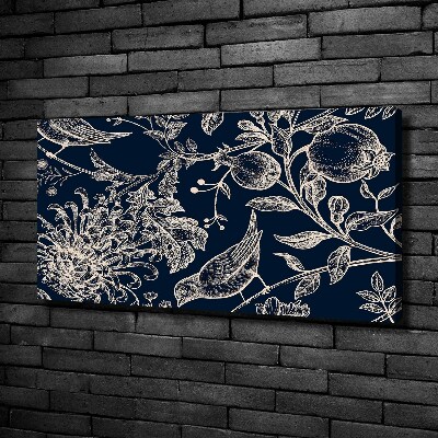 Canvas foto Bloemen en vogels
