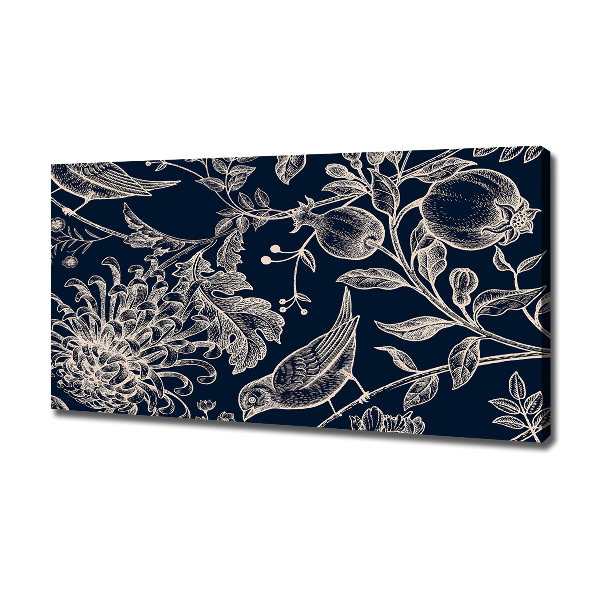 Canvas foto Bloemen en vogels