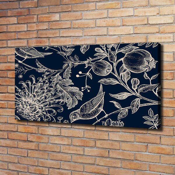 Canvas foto Bloemen en vogels