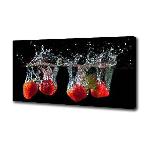 Canvas schilderij Aardbeien onder water