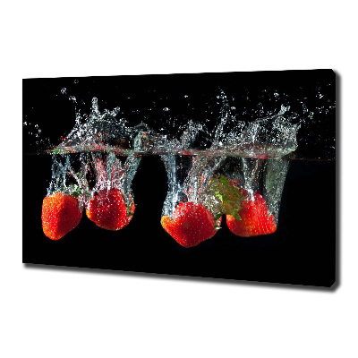 Canvas schilderij Aardbeien onder water