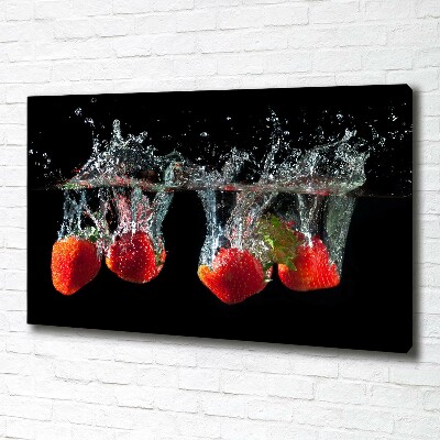 Canvas schilderij Aardbeien onder water