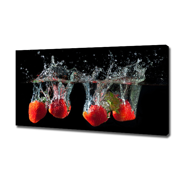 Canvas schilderij Aardbeien onder water