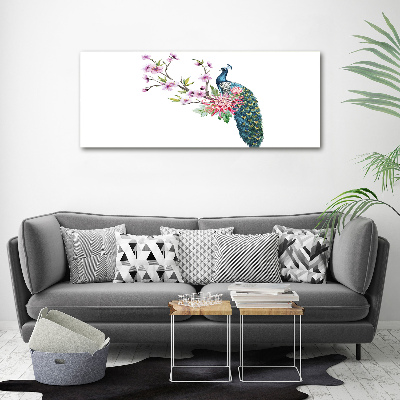 Foto op canvas Pauw en bloemen