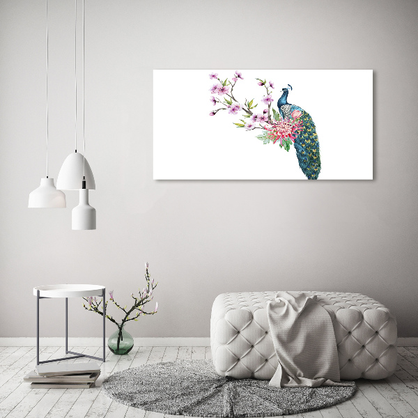 Foto op canvas Pauw en bloemen