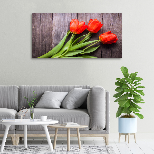 Foto op canvas Rode tulpen