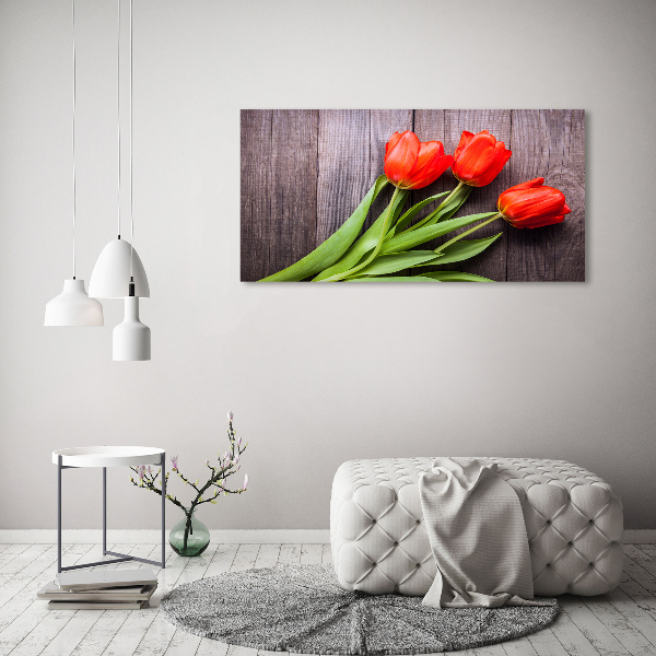Foto op canvas Rode tulpen