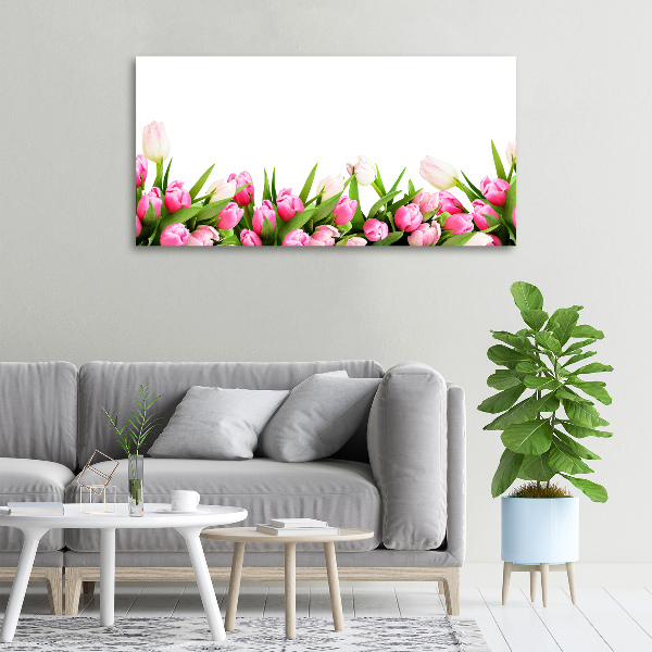 Canvas foto Roze tulpen