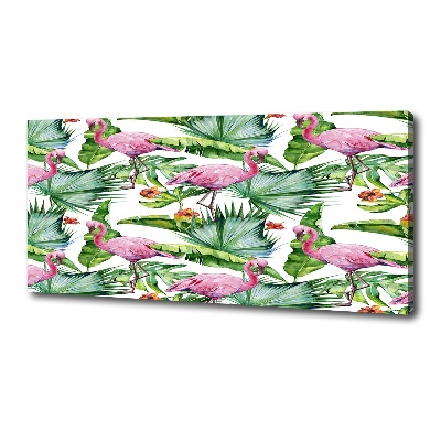 Foto op canvas Flamingo's planten