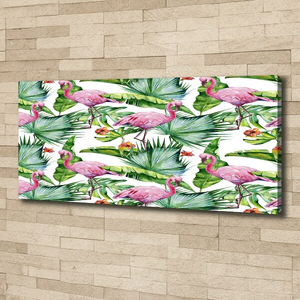 Foto op canvas Flamingo's planten