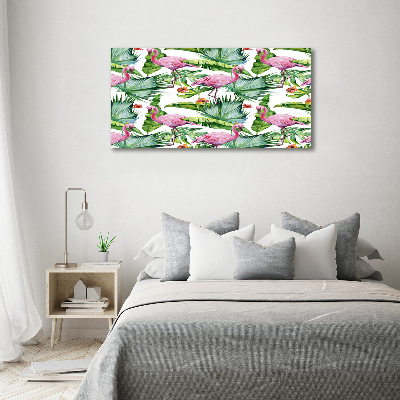 Foto op canvas Flamingo's planten