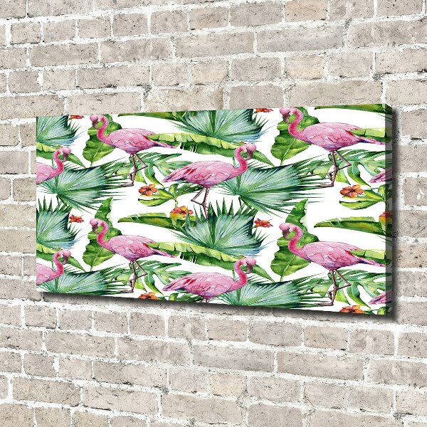 Foto op canvas Flamingo's planten