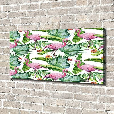 Foto op canvas Flamingo's planten