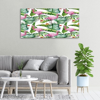 Foto op canvas Flamingo's planten