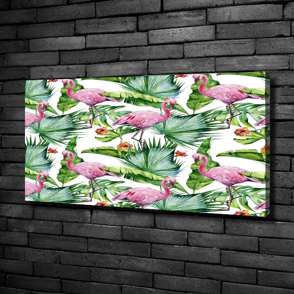 Foto op canvas Flamingo's planten