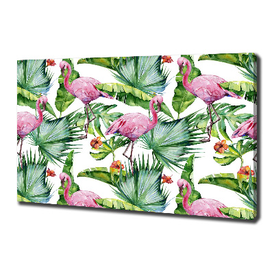 Foto op canvas Flamingo's planten