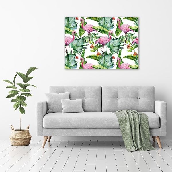 Foto op canvas Flamingo's planten