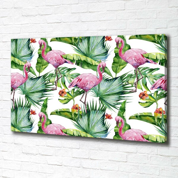 Foto op canvas Flamingo's planten