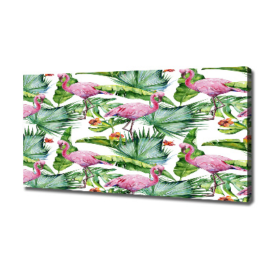 Foto op canvas Flamingo's planten