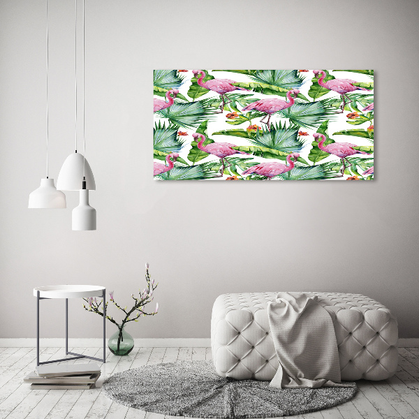 Foto op canvas Flamingo's planten