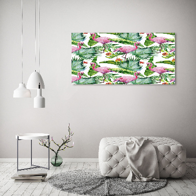 Foto op canvas Flamingo's planten