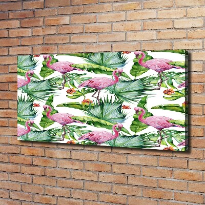 Foto op canvas Flamingo's planten